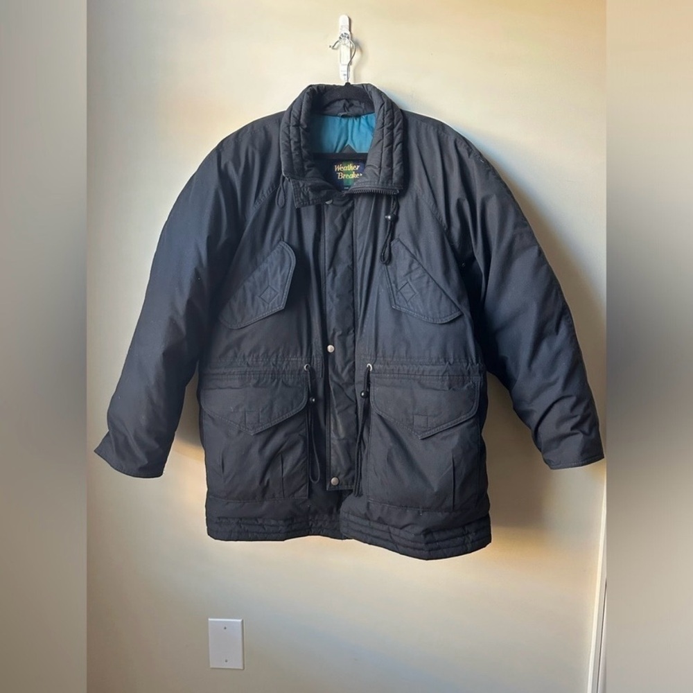 Mens Vintage WEATHER BREAKER Warm 80% Down Filled PARKA Jacket Size Large